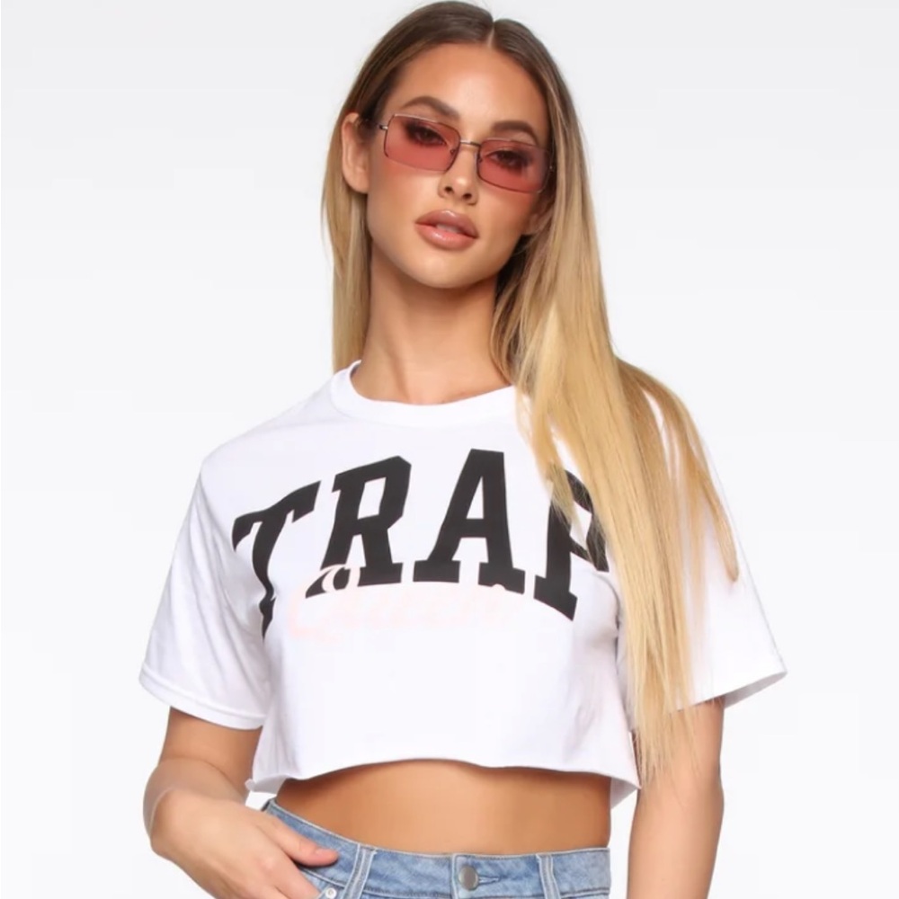 Fashion Nova White Crop T-Shirt Short Sleeve